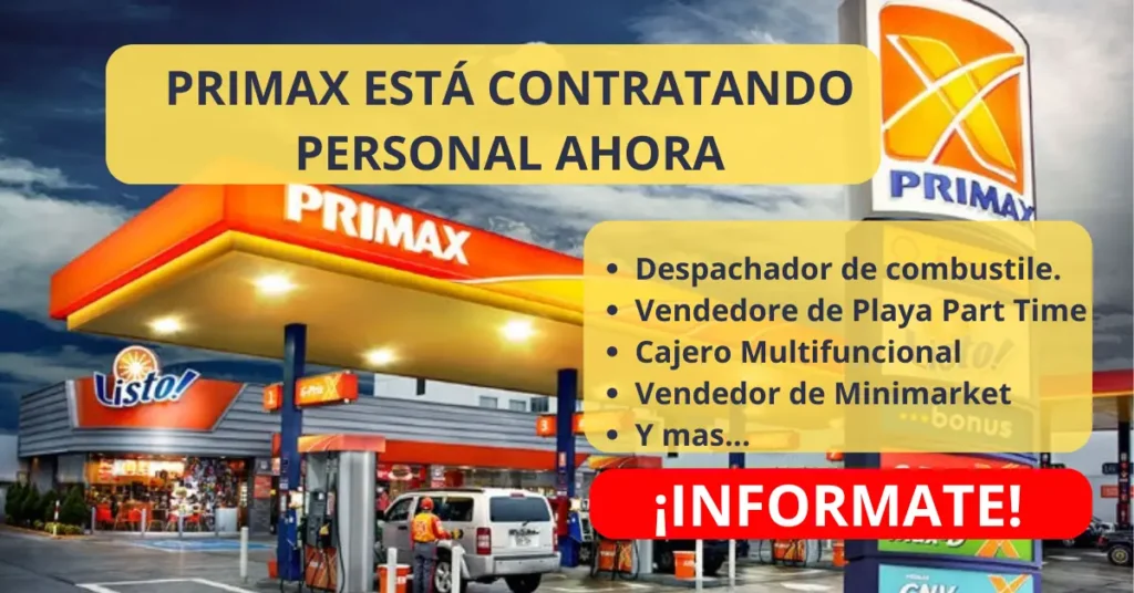 PRIMAX ESTÁ CONTRATANTO PERSONAL AHORA