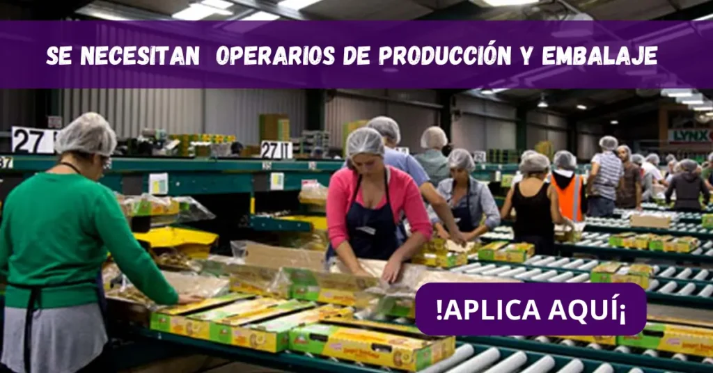 SE NECESITA 35 OPERARIOS DE PRODUCCIÓN PARA EMPACAR Y EMBALAR